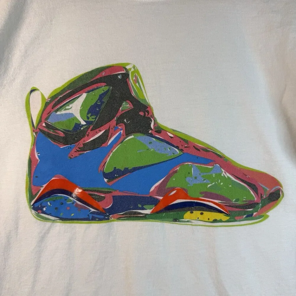 Jordan Jumpman Men’s Sz M White Graphic Sneaker Print T-Shirt Retro Shoe Art